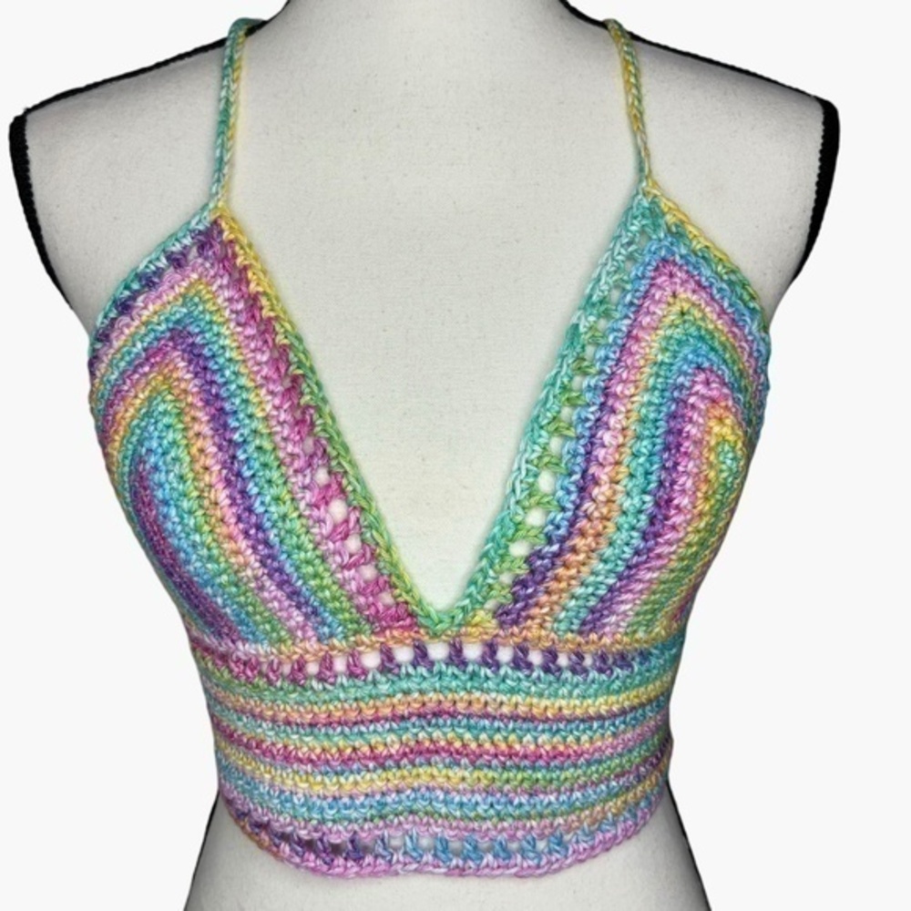 Handcrafted Crochet Cropped Crop Top The Lilly Top Cotton Yarn Art Handmade Knit